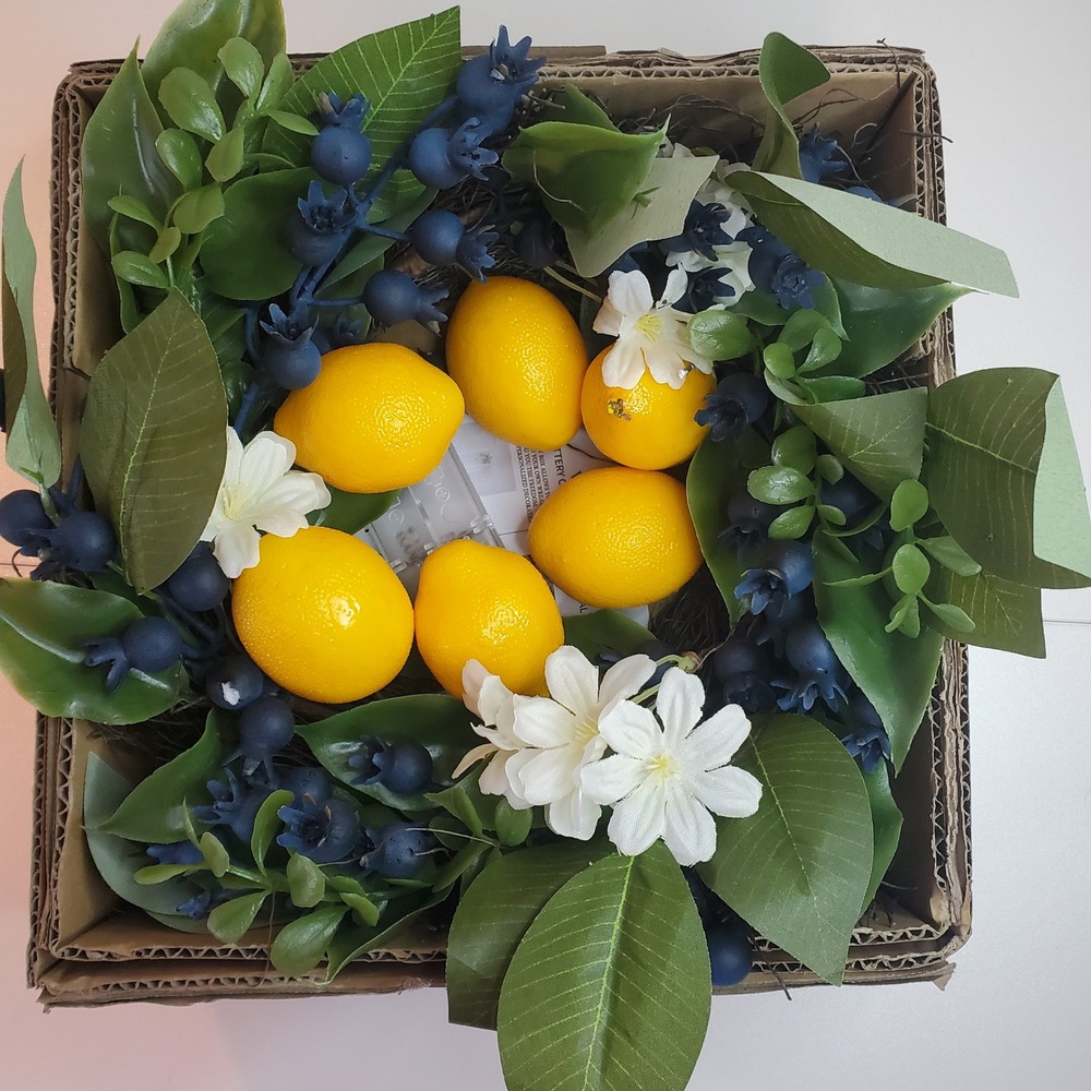 Valery Madelyn Artificial Lemon Blueberry Wreath with LED Lights Summer Decor